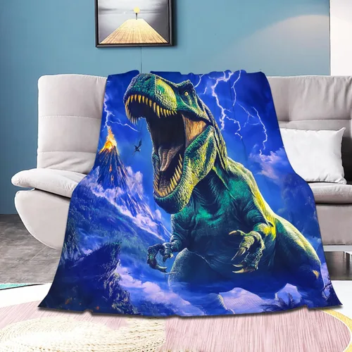 Miniatura 42 de Manta de bebé de esqueletos de dinosaurios de neón retro de los años 80, regalos para niños y niñas, decoración de dinosaurios, felpa suave