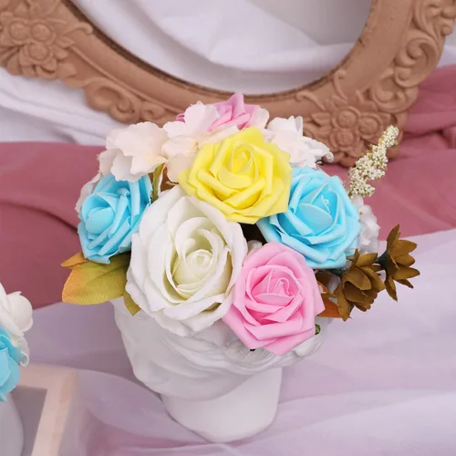 Miniatura 6 de N&T NIETING Flores artificiales de Pascua, rosas artificiales perfectas para ramos de boda, ramos de novia, centros de mesa, fiesta de despedida