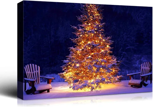 Miniatura 26 de Denozer - Arte de pared de muñeco de nieve de Navidad, impresiones artísticas sobre lienzo para dormitorio, sala de estar, decoración de pared