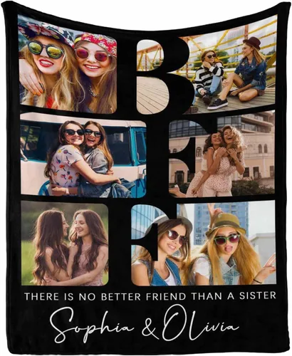 Miniatura 19 de InterestPrint Manta de forro polar suave con memoria personalizada para mejor amiga, personalizada con imágenes y texto para la graduación de tu