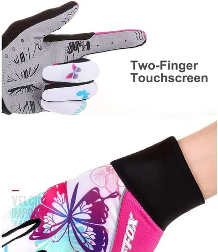 Miniatura 2 de Full Finger Gel Guantes de Ciclismo para Niñas Pantalla Táctil Deporte Mujer Medio Dedo Montaña Road Guantes Bicicletas Manoplas Rosa