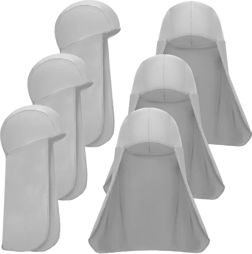 Miniatura 13 de Sintege 6 piezas de sombrero duro para protección solar con calavera, protector de cuello de secado rápido para mujeres y hombres Blanco