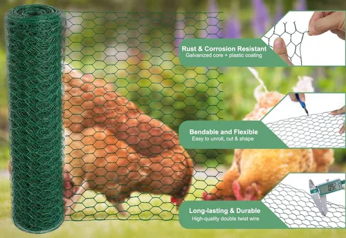 Miniatura 5 de Mklsit Alambre de pollo para arreglos florales, malla verde de 15.7 x 157 pulgadas, valla de 0.6 pulgadas hexagonal galvanizada con revestimiento