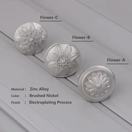 Miniatura 7 de Paquete de 4 pomos de níquel cepillado para gabinetes, tiradores de cajón de cocina de 1-2/5 pulgadas de diámetro, pomos de níquel cepillado