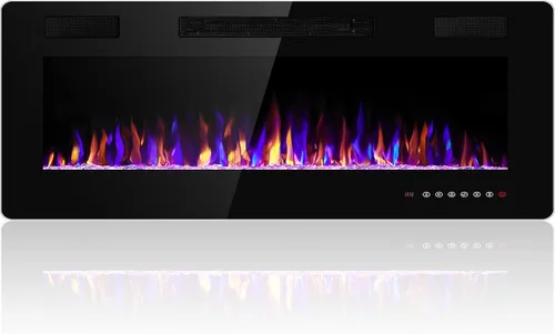 Miniatura 14 de Electactic Chimenea eléctrica de 42 pulgadas, chimenea eléctrica empotrada y montada en la pared con control remoto, calentador de chimenea