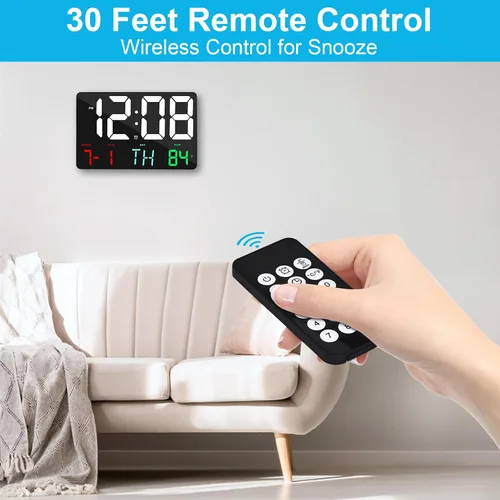 Miniatura 5 de Amgico Reloj despertador digital con repetición, temperatura, atenuación automática, calendario de pantalla grande de 11.5 pulgadas, reloj