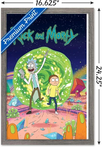 Miniatura 3 de Trends International Rick And Morty - Póster de pared de cubierta, 14.725 x 22.375 pulgadas, versión enmarcada de madera de granero