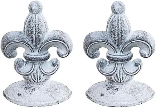 Miniatura 4 de Lulu Decor, Tope de puerta de flor de lis, hierro fundido, 2 libras, tope de puerta (blanco antiguo)