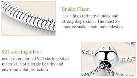 Miniatura 6 de Auténtica pulsera Bolenvi de plata de ley 925 de tamaño ajustable compatible con dijes de cuentas Pandora Metal
