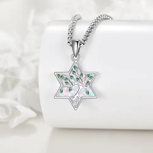 Miniatura 93 de ONEFINITY Collar de plata de ley 925 con diseño de árbol de la vida con colgante de nudo celta de concha de abulón para mujer