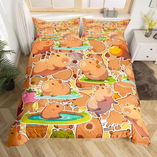 Miniatura 26 de Juego de ropa de cama con estampado de piel de vaca para niños, juego de funda de edredón con patrón de piel de vaca, juego de funda de edredón