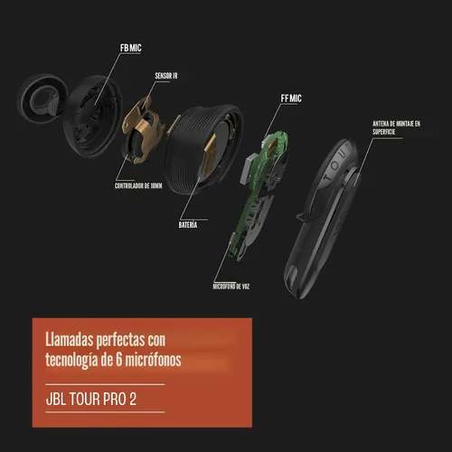 Miniatura 5 de JBL Tour Pro 2 - Auriculares inalámbricos con cancelación de ruido con estuche de carga inteligente, llamadas perfectas con 6 micrófonos con control