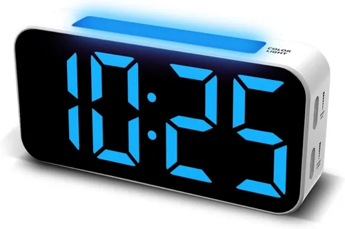 Miniatura 13 de Relojes despertadores fuertes Topski para dormitorios para personas que duermen pesadas, reloj de cabecera digital con luz nocturna, pantalla RGB