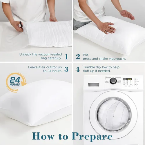 Miniatura 8 de viewstar Juego de 2 almohadas de cama tamaño Queen, calidad de hotel, almohada alternativa de plumón para dormir de lado, espalda o boca abajo