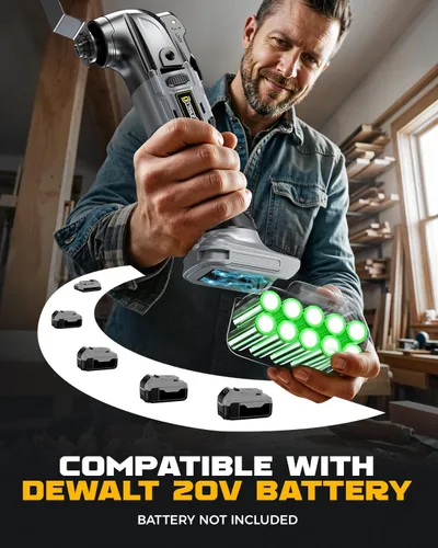 Miniatura 8 de Herramienta Oscilante Inalámbrica para Batería Dewalt de 20V, Herramienta de Motor sin Escobillas de 6 Velocidades Variables, Kit de Múltiples Para