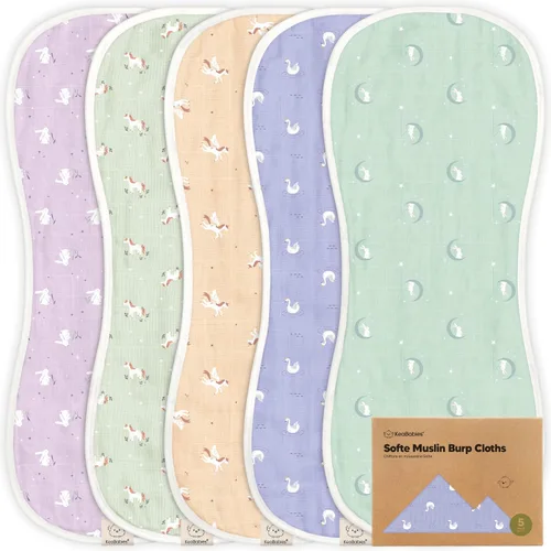Miniatura 30 de Paquete de 5 paños de muselina para eructos para bebé, niño, niña, trapos muy absorbentes para bebés, 8 capas de viscosa derivada de toalla