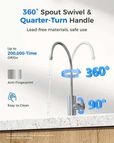 Miniatura 7 de Waterdrop Grifo de agua potable, grifo de ósmosis inversa, grifo de filtro de agua para fregadero de barra de cocina, mango único, fácil de Acero