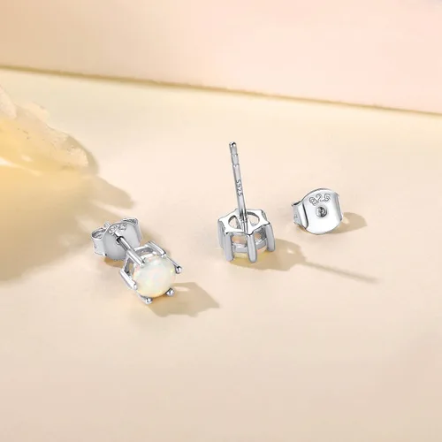 Miniatura 5 de Suplight 925 Sterling Silver 6 Prong Birthstone NecklaceStud Earrings, Dainty Small Crystal Jewelry for Women Girls (with Gift Box)