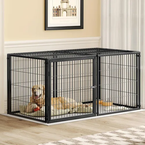 Miniatura 6 de Rophefx Jaula grande para perros, jaulas de metal de 63.7 pulgadas, perreras para perros grandes y medianos, jaula extra grande para interiores