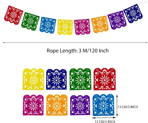 Miniatura 2 de Cartel de Picado de fieltro de cabello mexicano,Fiesta mexicana Fiesta Fieltro Banners,Decoración Día De Los Muertos Suministros para Fiesta Bandera