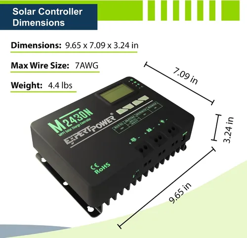 Miniatura 6 de ExpertPower Kit de panel solar Panel solar mono de 200 vatios de 12 voltios + controlador de carga solar MPPT 30A 12V/24V, para RV, marina