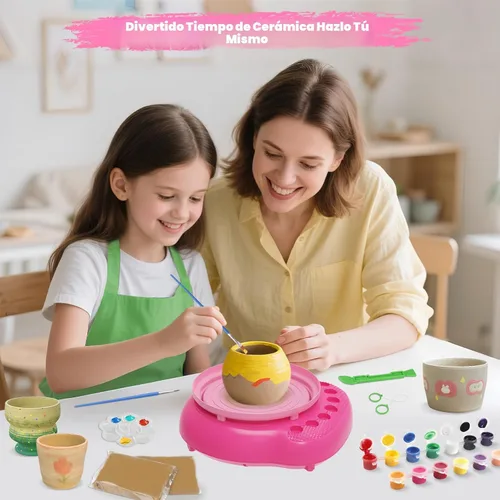 Miniatura 6 de TingingYuli Rueda de alfarería para niños, kit completo de alfarería y herramientas para principiantes, juguetes de artes y manualidades para niños