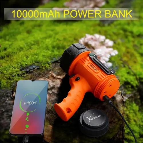 Miniatura 5 de YIERBLUE Foco recargable, linterna recargable de mano de 200,000 lúmenes, IP67 resistente al agua 12 horas de funcionamiento para navegación, Naranja