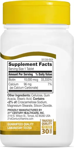 Miniatura 10 de 21st Century Tabletas de biotina, 10,000 mcg, sin sabor 120