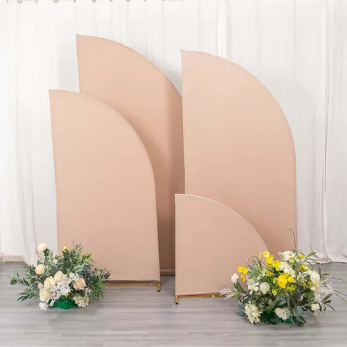 Miniatura 275 de Efavormart - Juego de 4 fundas de elastano beige para arco de media luna, fundas de telón de fondo Chiara de 2.5 pies a 7 pies para escenarios