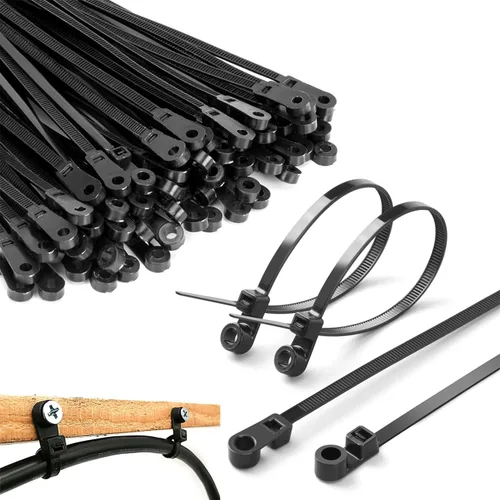 Miniatura 7 de Hebilla universal de nailon para atar cables, bridas negras resistentes con diseño de pasador y botón, bridas de plástico para cables