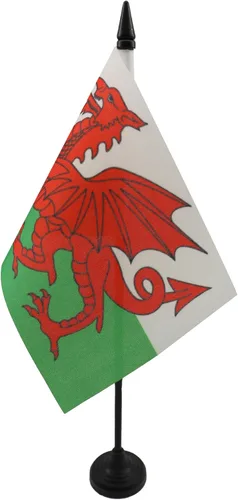 Miniatura 126 de United Kingdon Coat of arms Table Flag 5'' x 8'' - UK - British - England Desk Flag 21 x 14 cm - Black plastic stick and base - AZ FLAG Escudo