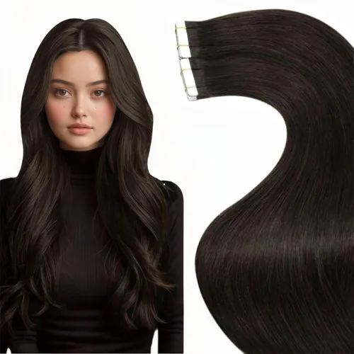 Miniatura 24 de LaaVoo - Extensiones de cabello humano Remy adhesivas con cinta invisible, cabello negro natural, extensiones de cabello para mujeres de color, 20