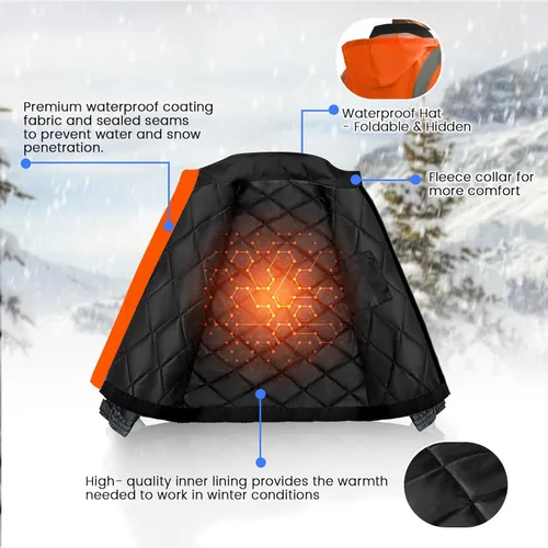 Miniatura 5 de Chaquetas de seguridad de alta visibilidad con bolsillos para hombres y mujeres, abrigos reflectantes de construcción para clima frío, impermeable