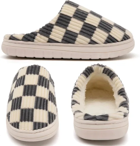 Miniatura 14 de Jaeynow Pantuflas mullidas para mujer en interiores, zapatos de casa unisex de espuma viscoelástica para hombre, zapatos de invierno cálidos