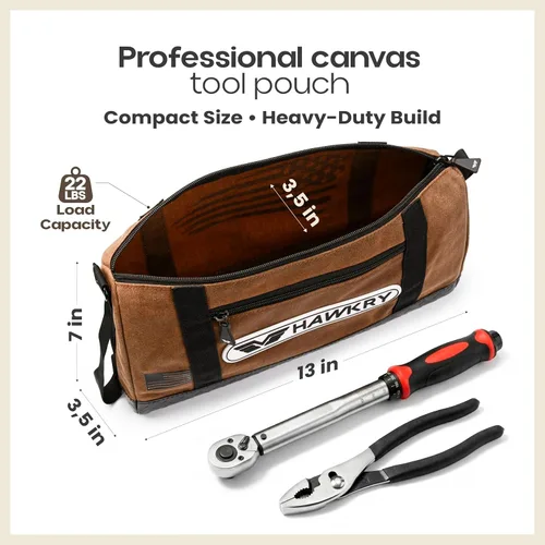 Miniatura 2 de HAWKRY Juego de 2 bolsas de herramientas de lona resistente, bolsa de lona impermeable con cremallera, bolsa de herramientas de jardín, bolsas