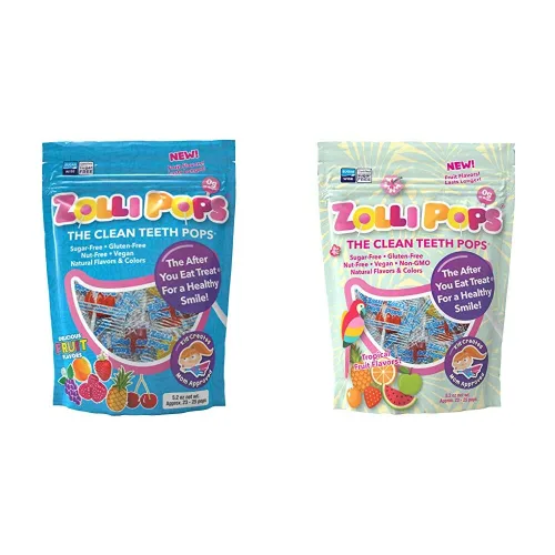 Zollipops Paletas Clean Teeth (5.2 onzas) y Paletas Clean Teeth con sabores tropicales (10.4 onzas)