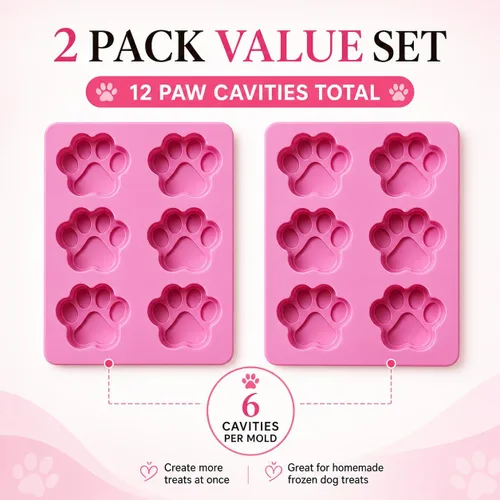 Miniatura 3 de Juego de dos moldes de silicona con estampado de patas de perro para golosinas caseras para hornear dulces de chocolate, apto para horno microondas
