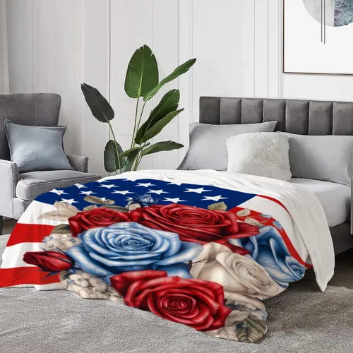 Miniatura 40 de YeeJu Manta de bandera estadounidense para bebé, patriótica para el 4 de julio, Día de los Caídos, 4 de julio, manta de forro polar para niños