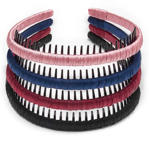 4 unidades - Diadema multicolor con dientes de resina protectora - Diadema con peine - Accesorios para el cabello por Beauty hair 4 color