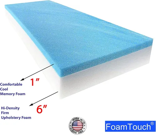 Miniatura 66 de FoamTouch Colchón litera de 7 pulgadas de alto x 28 pulgadas de ancho x 72 pulgadas de largo (solo espuma), carbón, sin funda