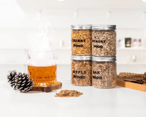 Miniatura 5 de Virutas de madera natural para ahumador de cóctel, 4 sabores, para fiestas de cóctel, chips de ahumado de combustión rápida compatibles