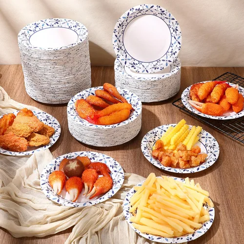 Miniatura 5 de FillTouch Paquete de 200 platos de papel desechables de 7 pulgadas para uso diario, a prueba de remojo, platos de papel pequeños resistentes