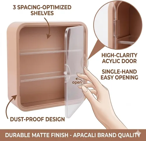Miniatura 3 de Vitrina en miniatura para figuras coleccionables, caja transparente con estantes, organizador de plástico montado en la pared o en el escritorio