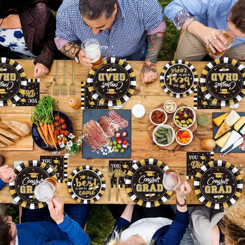 Miniatura 7 de Wiooffen Juego de 50 platos para fiesta de graduación y servilletas, suministros de felicitaciones para la clase de 2026, vajilla desechable