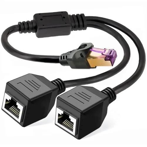 Miniatura 8 de Divisor Ethernet 1 a 2, adaptador divisor de red LAN RJ45 1 macho a 2 hembras adecuado para conector de enchufe LAN Cat5, Cat5e, Cat6, Cat7