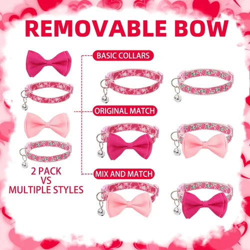 Miniatura 5 de PUPTECK Collar de perro con campana, paquete de 2 unidades, collar ajustable para cachorros, dulce regalo para perros pequeños y mascotas de 11.8 a