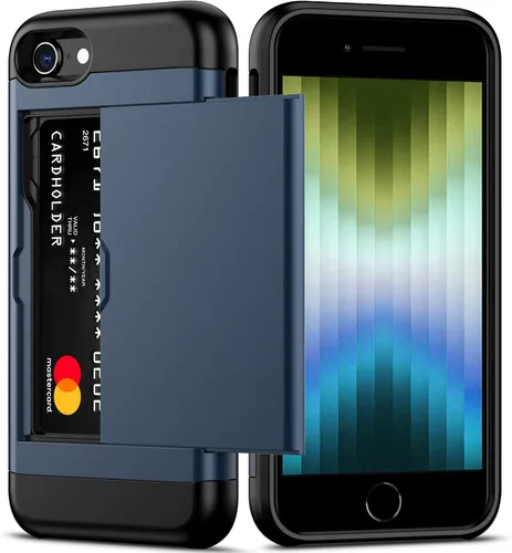 Miniatura 10 de Nvollnoe Funda para iPhone SE Funda 2022/iPhone SE 2020/7/8 Funda con Soporte para Tarjetas de Servicio Pesado Protectora de Doble Capa Resistente a