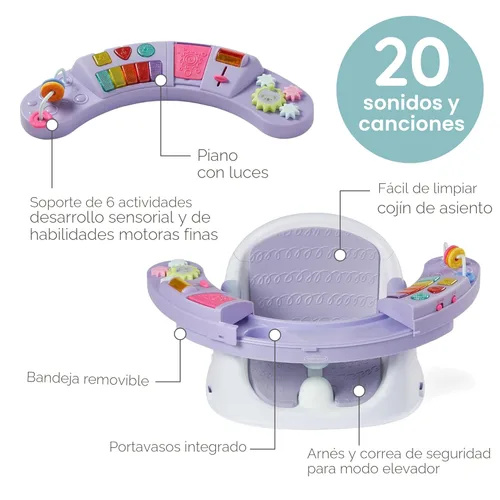 Miniatura 3 de Infantino Asiento y elevador de descubrimiento 3 en 1, con música y luces, asiento elevador para niños pequeños para mesa de comedor o silla