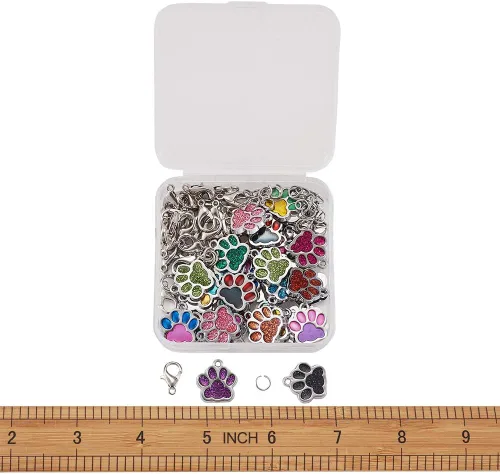 Miniatura 5 de Colgantes de esmalte de aleación con anillos de salto y cierres de pinza de langosta, Plástico