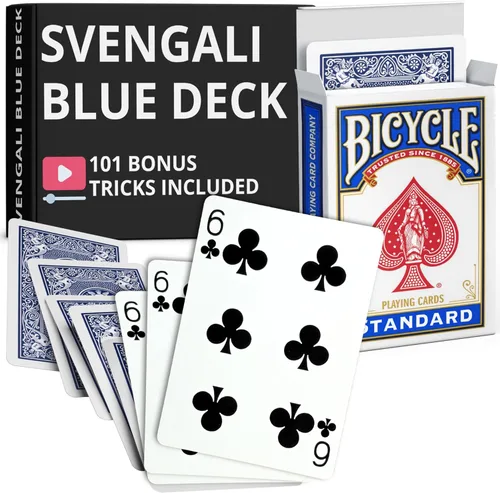 Miniatura 24 de Ted's Sterling Magic Precision Blue Rider Back Bicicleta Svengali Deck con instrucciones para más de 100 trucos (2 de clubes)
